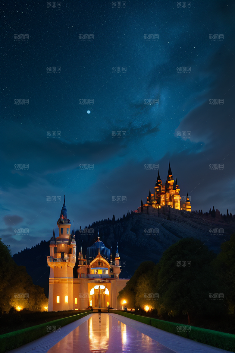 星空中的童话宫殿庄严威武