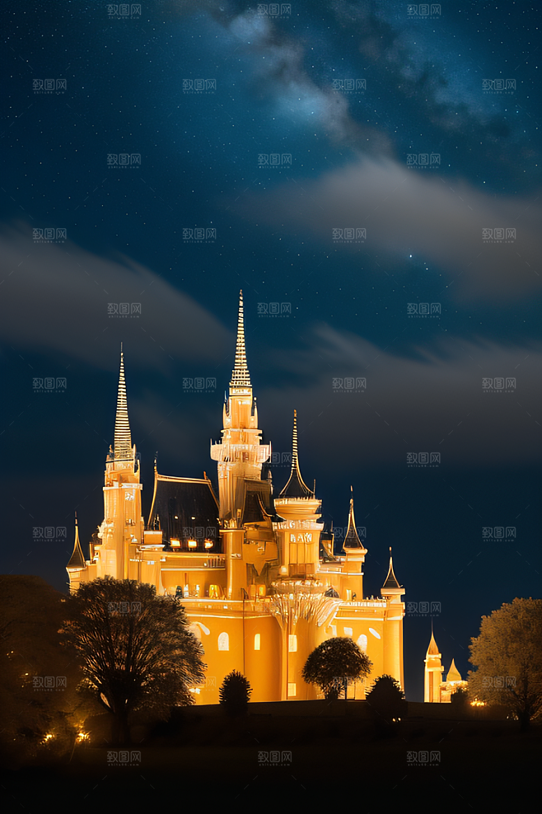 星空中的童话宫殿庄严威武