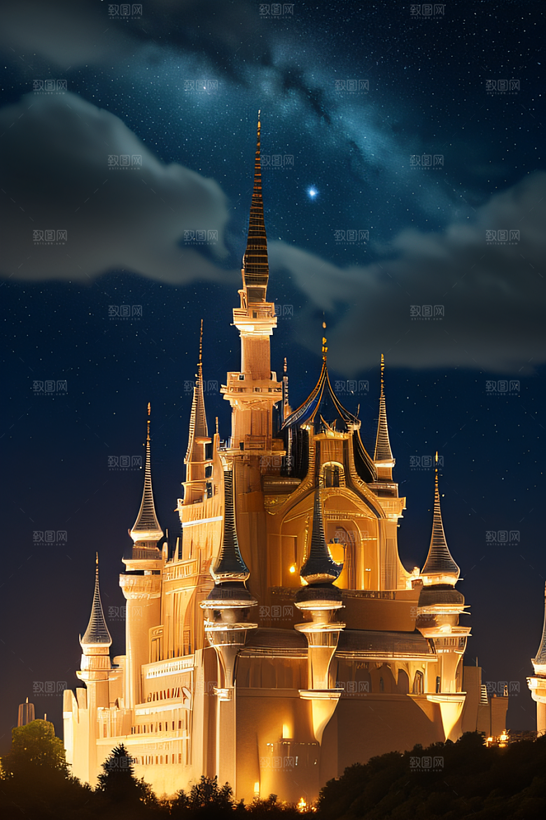 星空中的童话宫殿庄严威武