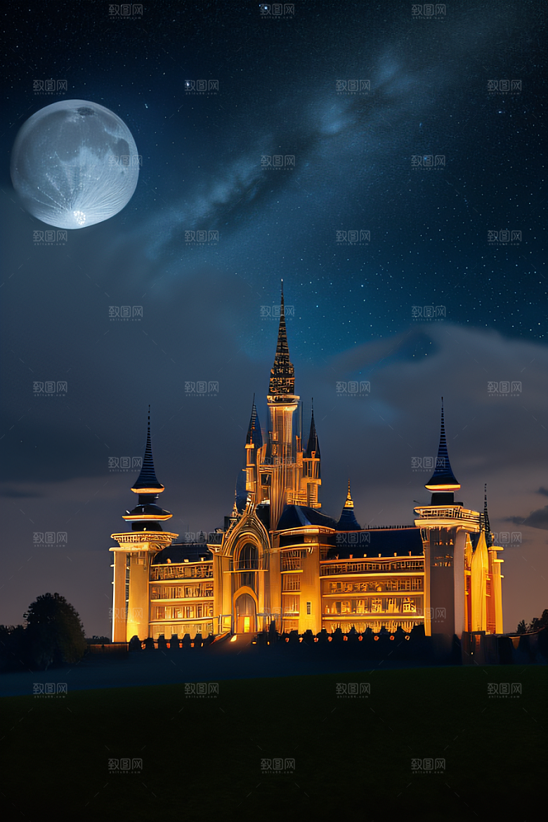 星空中的童话宫殿庄严威武