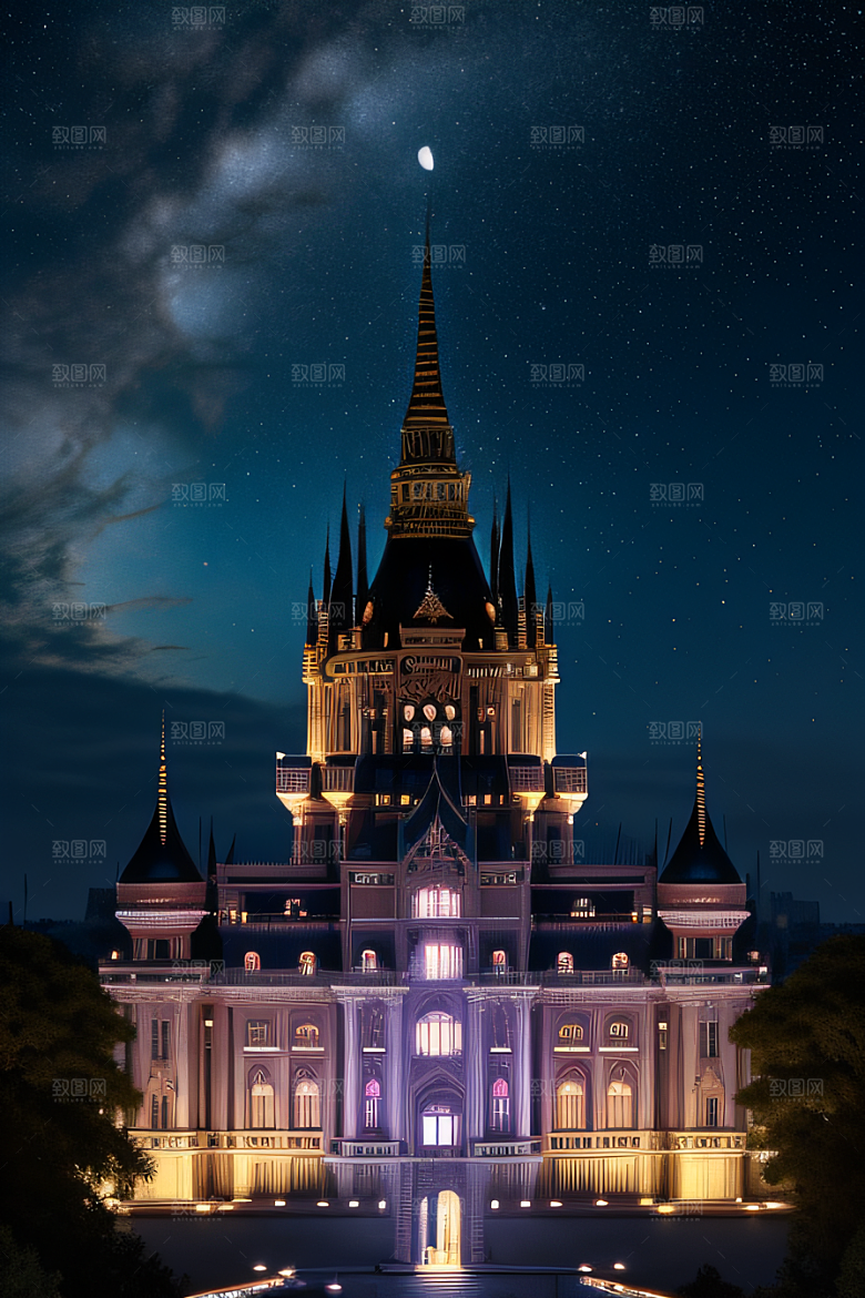 星空中的童话宫殿庄严威武