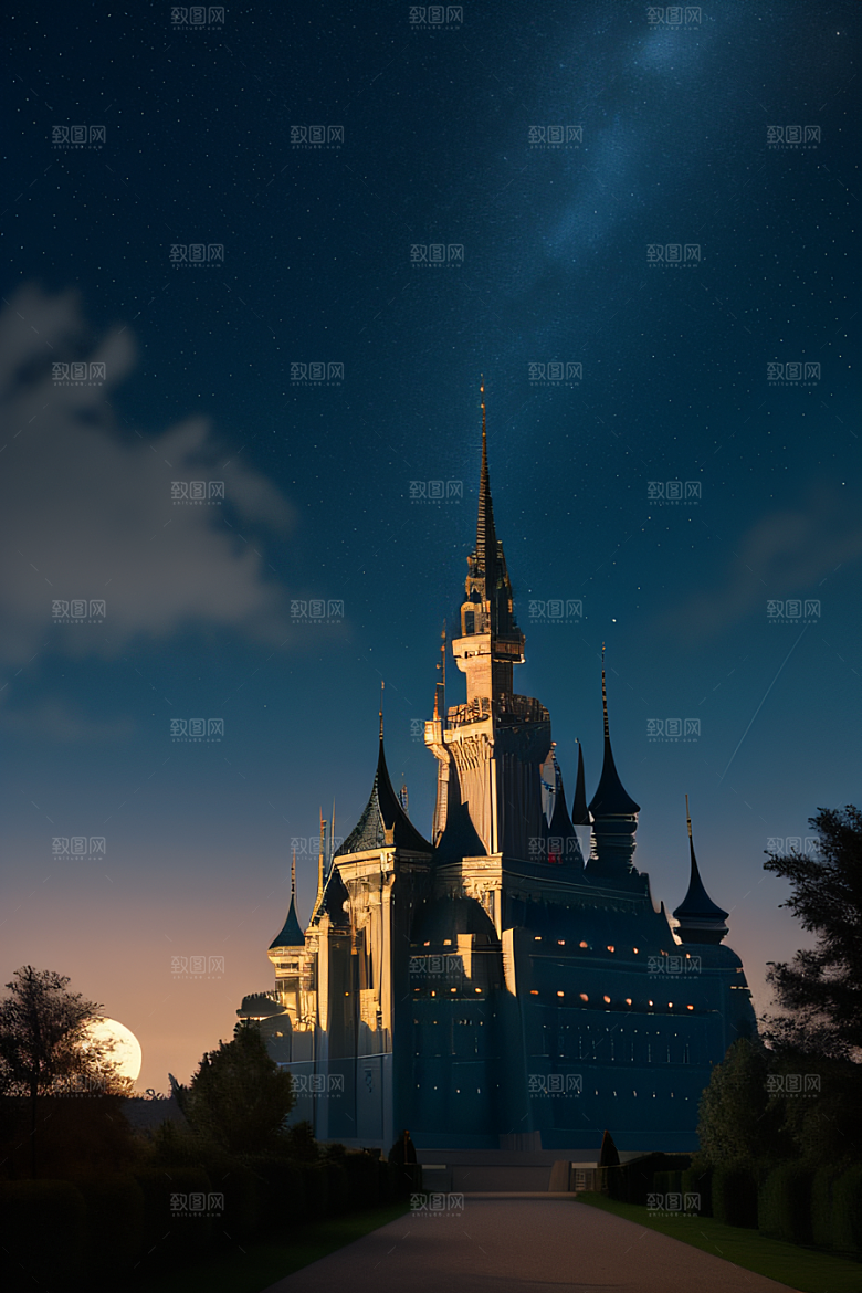 星空中的童话宫殿庄严威武