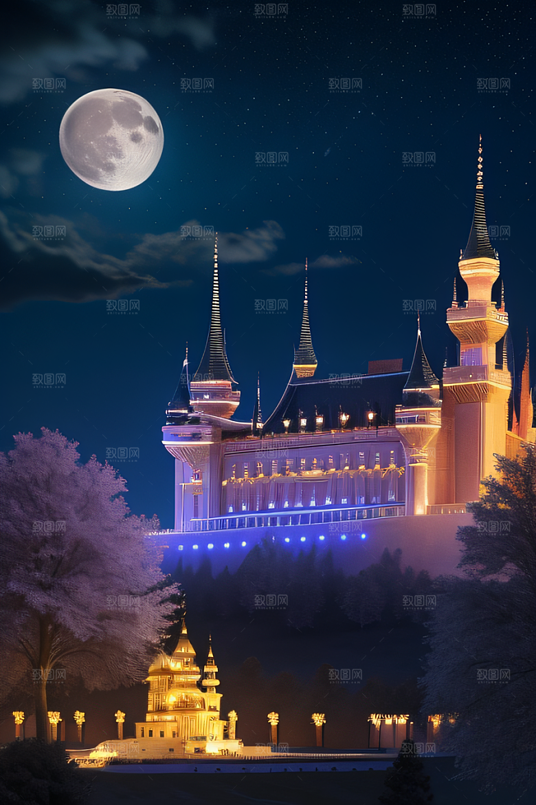 星空中的童话宫殿庄严威武
