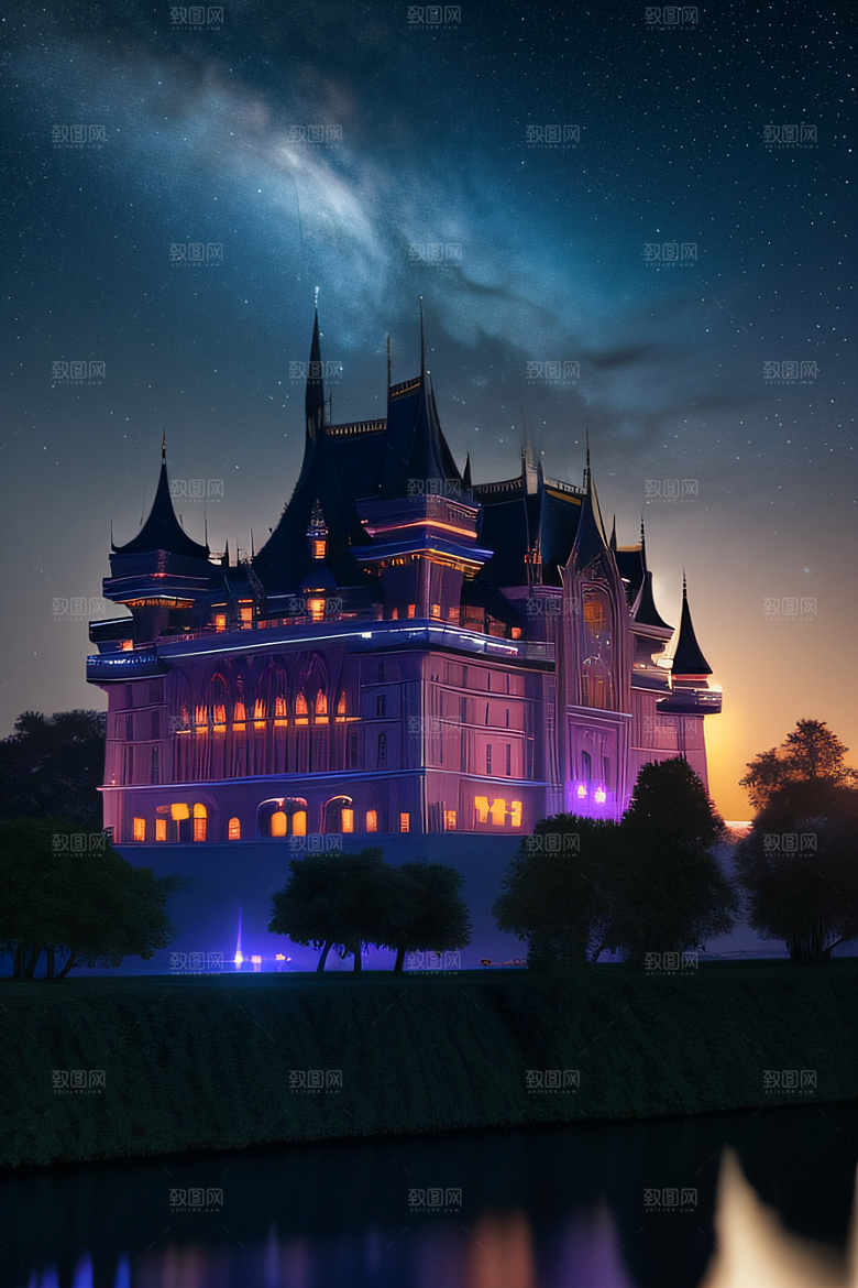 星空中的童话宫殿庄严威武