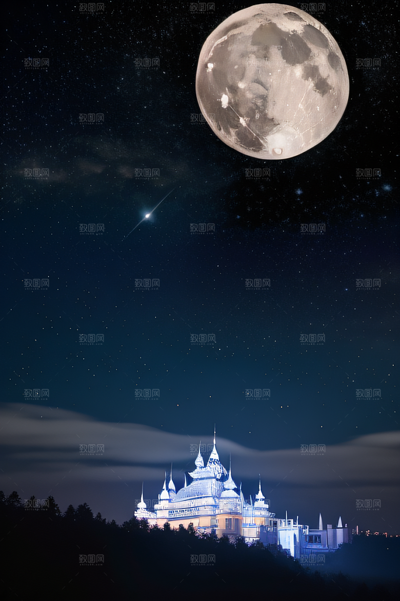 星空中的童话宫殿庄严威武