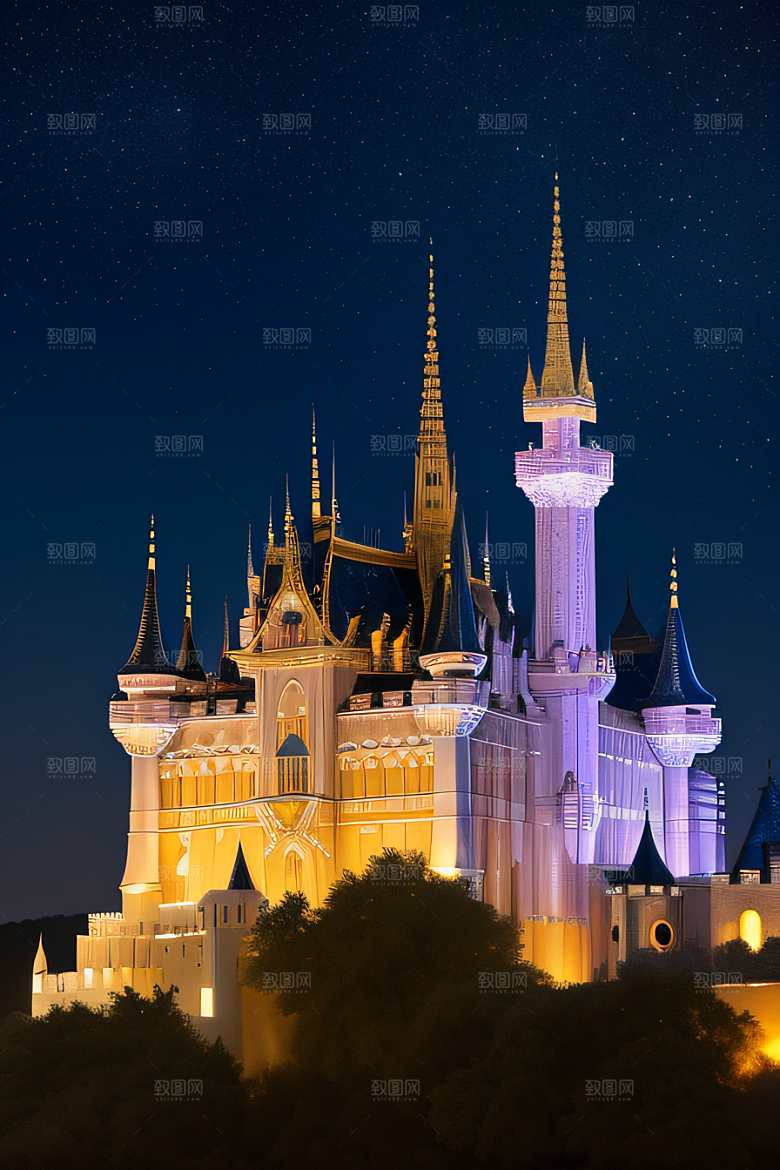 星空之下的童话宫殿壮丽巍峨