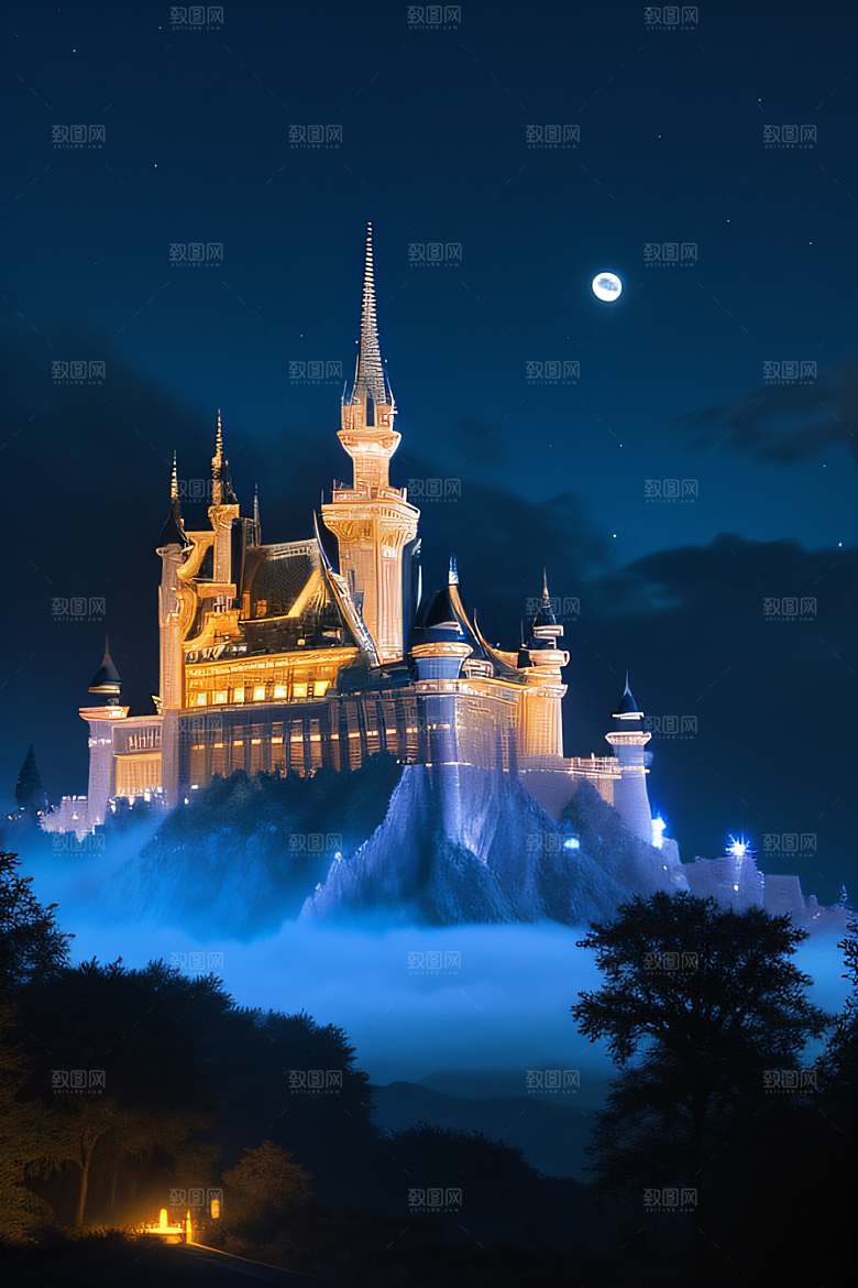 星空之下的童话宫殿壮丽巍峨
