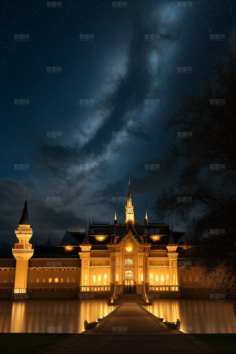 星空之下的童话宫殿壮丽巍峨