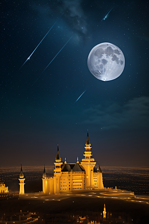 星空之下的童话宫殿壮丽巍峨