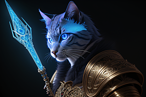 猫王魔法师蓝眼细节华丽盔甲