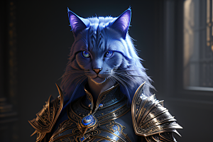 猫王魔法师蓝眼细节华丽盔甲