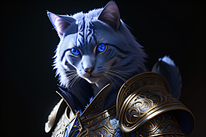 猫王魔法师蓝眼细节华丽盔甲