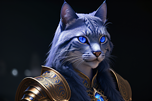 细节盔甲猫王法师华丽光影魔法细致