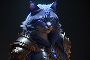 细节盔甲猫王法师华丽光影魔法细致