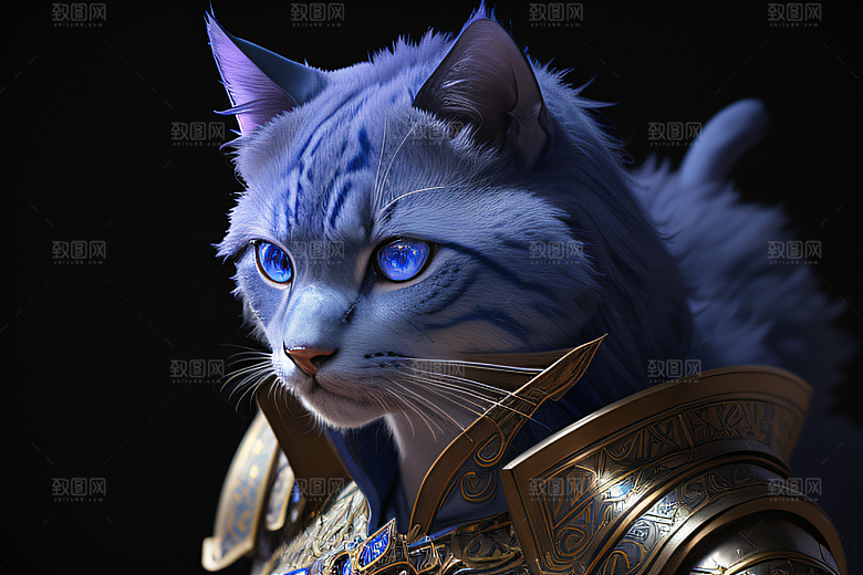 细节盔甲猫王法师华丽光影魔法细致