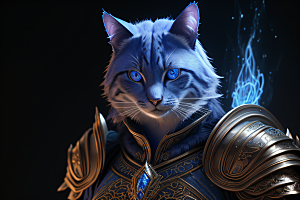 细节盔甲猫王法师华丽光影魔法细致