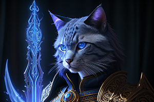 细节盔甲猫王法师华丽光影魔法细致