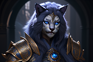 细节盔甲猫王法师华丽光影魔法细致