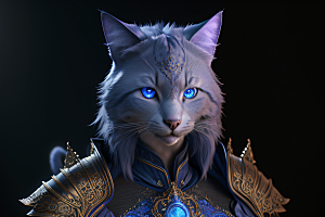 细节盔甲猫王法师华丽光影魔法细致