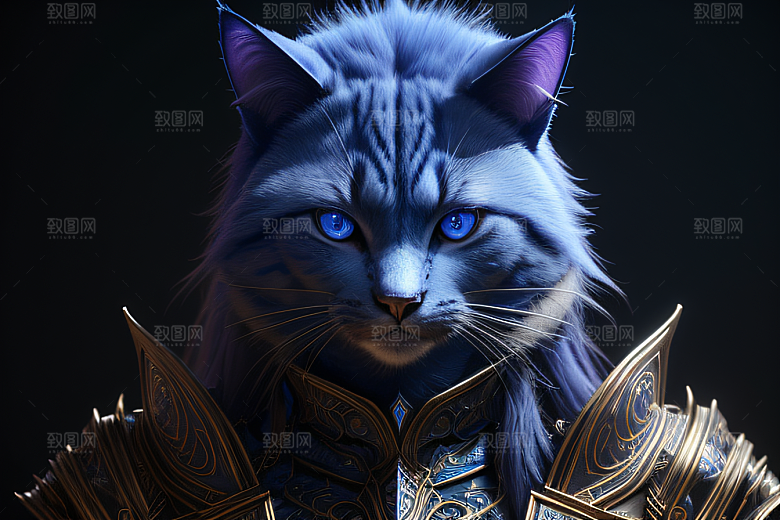 细节盔甲猫王法师华丽光影魔法细致