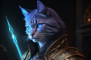 猫王魔法师蓝眼细节华丽盔甲