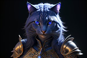 猫王魔法师蓝眼细节华丽盔甲