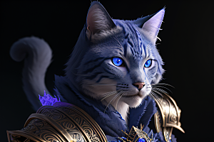 猫王魔法师蓝眼细节华丽盔甲