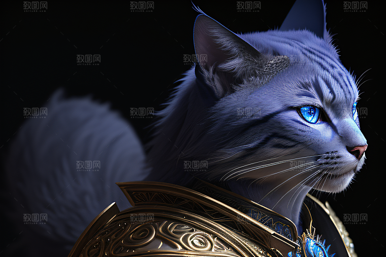 猫王魔法师蓝眼细节华丽盔甲