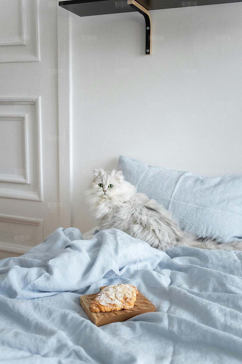 美食特写可颂摄影素材