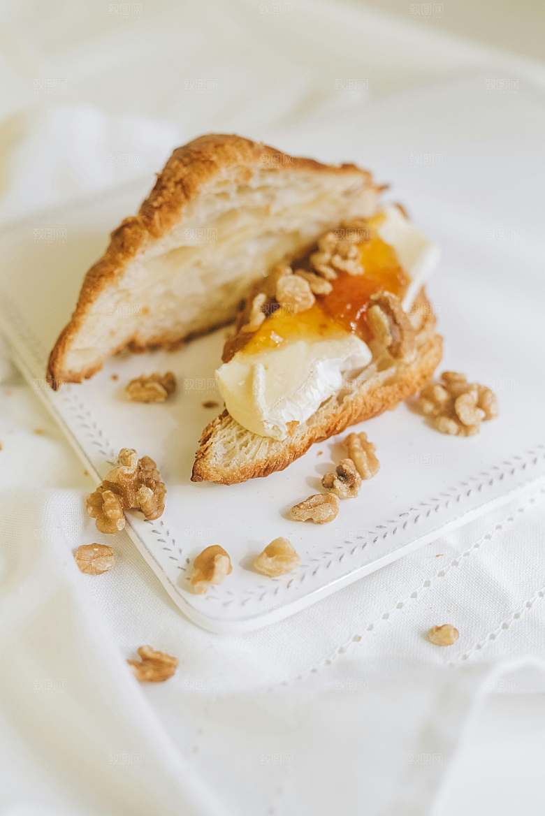 美食可颂摄影牛角包特写