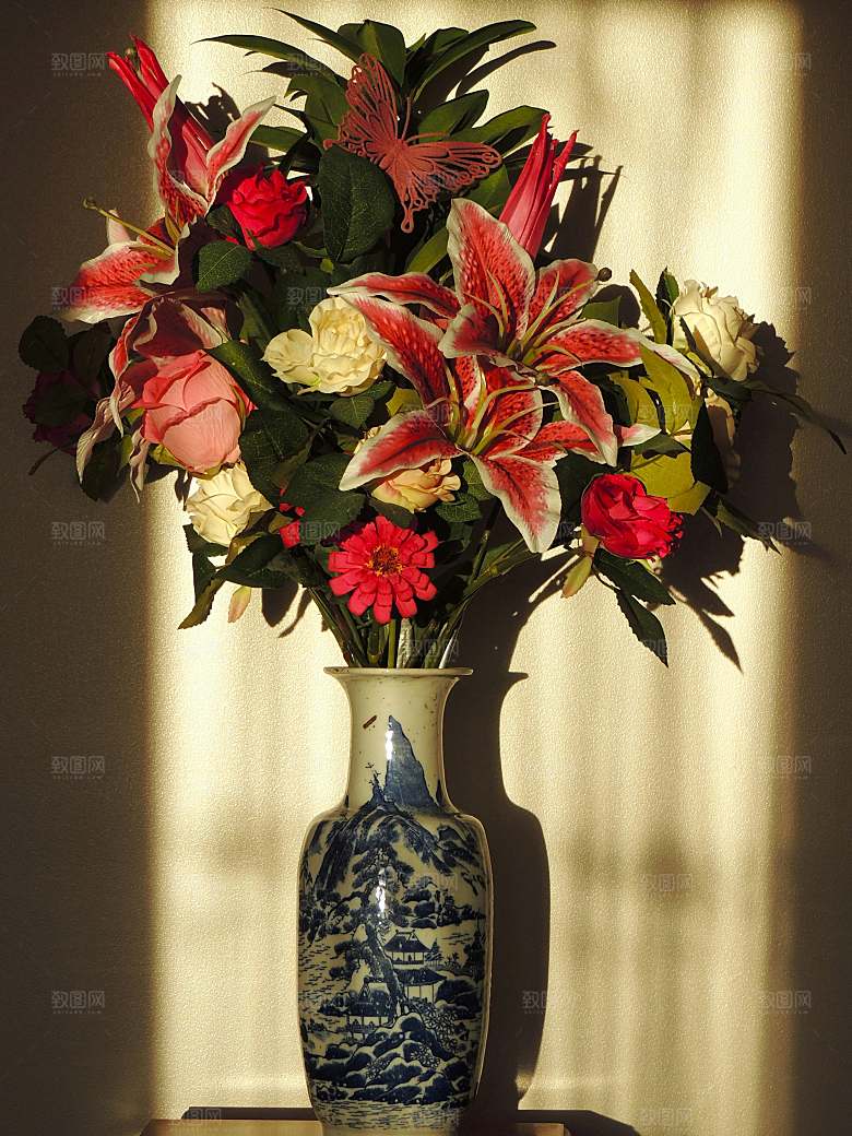 百合鲜花花束摄影素材