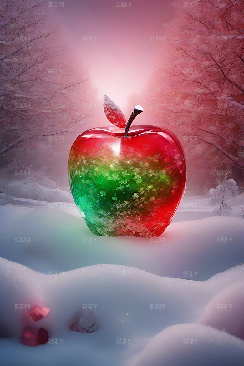 覆雪枝条下的晶莹之美