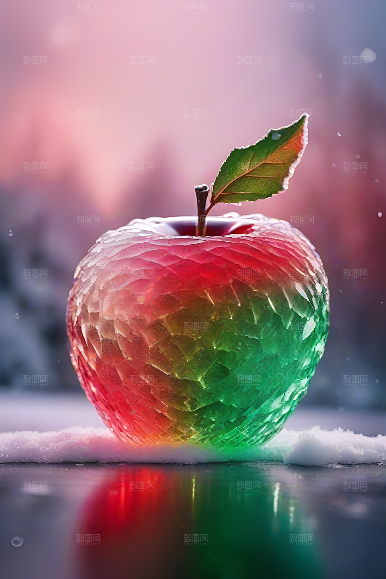 覆雪枝条下的晶莹之美