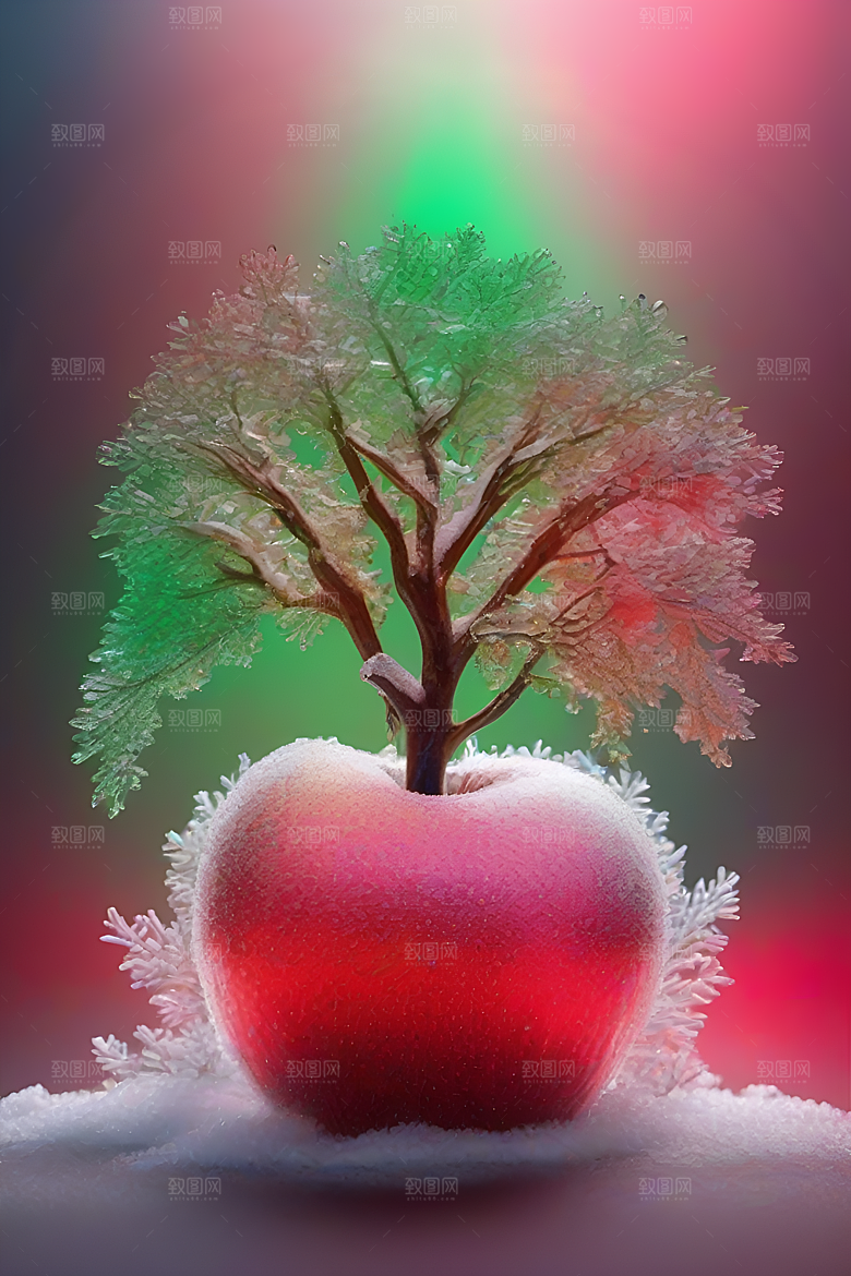覆雪枝条下的晶莹之美