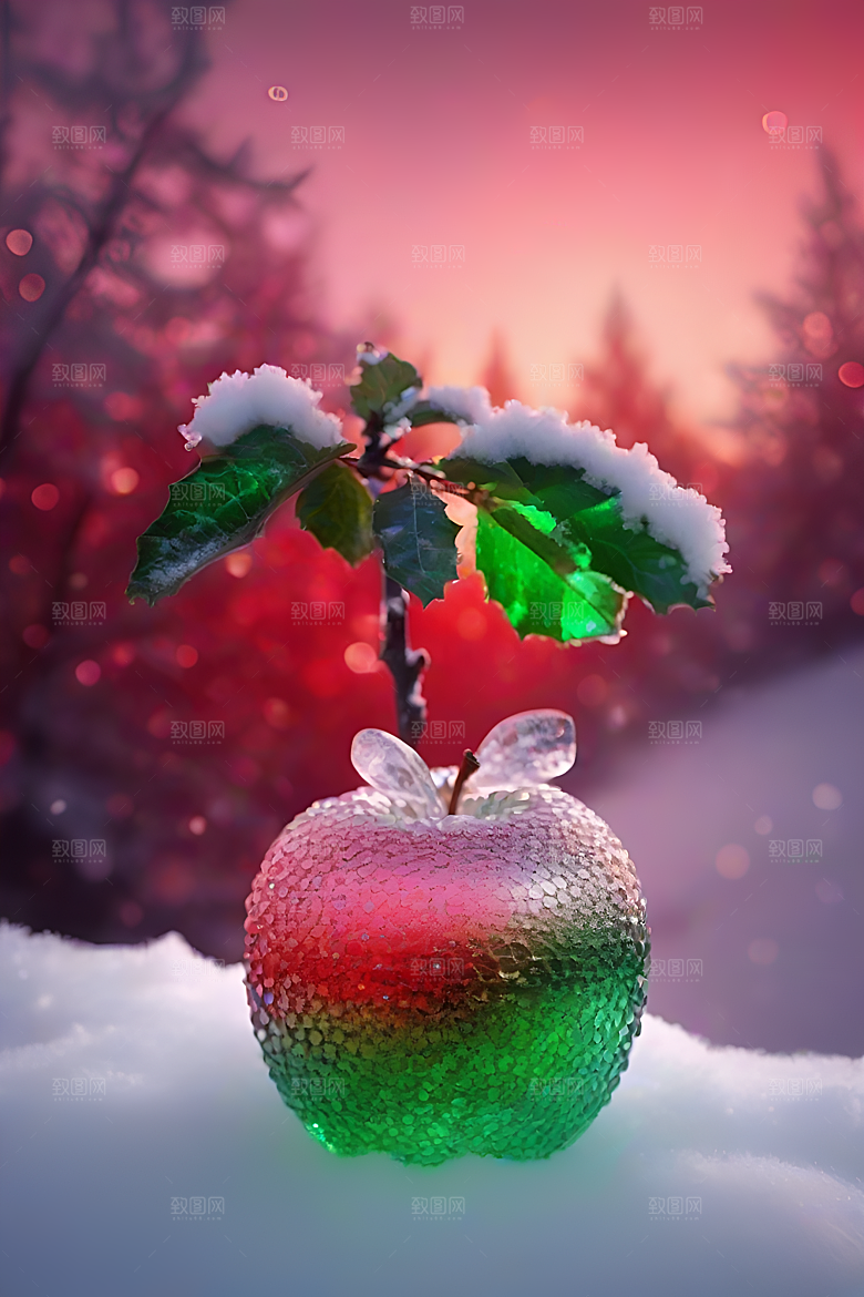 枝条覆雪下的晶莹之美