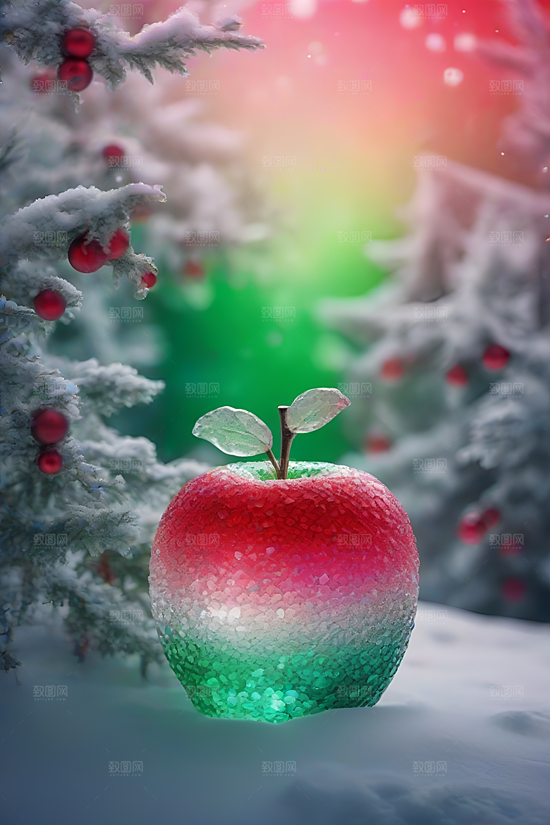 枝条覆雪下的晶莹之美