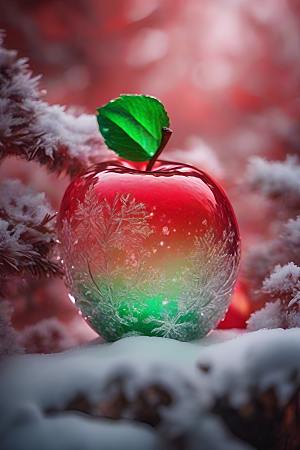 美丽光谱红绿渐变水晶苹果