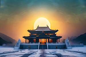 4K高清影像云雾缭绕的中国宫殿之美