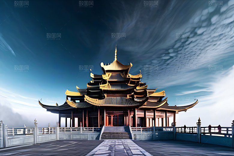 4K高清影像云雾缭绕的中国宫殿之美