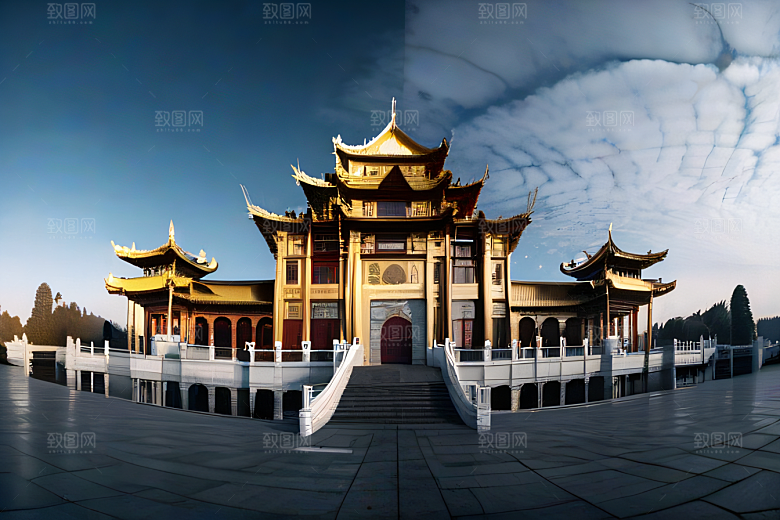 超广角透视重现中国宫殿的绝美壮丽