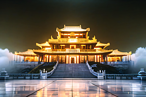 玻璃水晶宫浓雾中的超现实之美