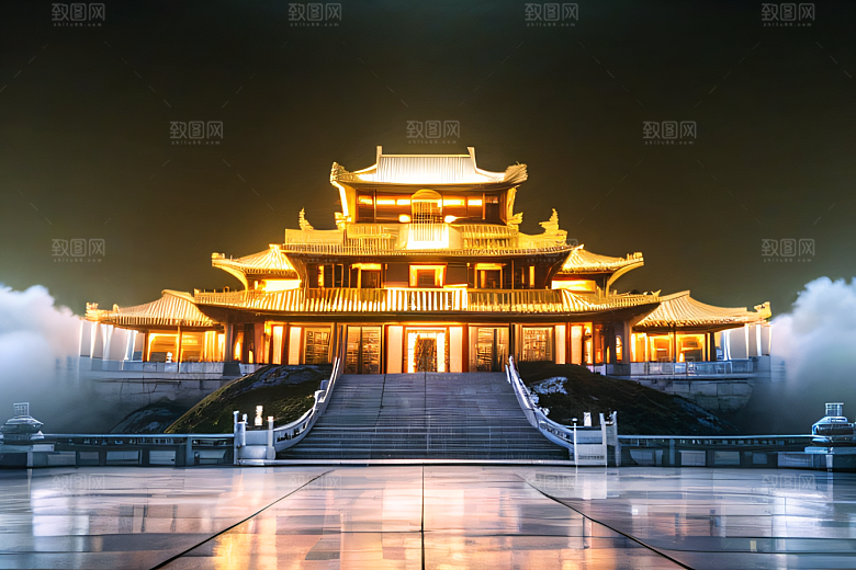 玻璃水晶宫浓雾中的超现实之美