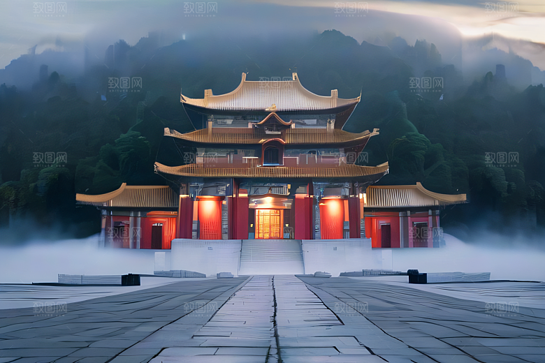 玻璃水晶宫浓雾中的超现实之美