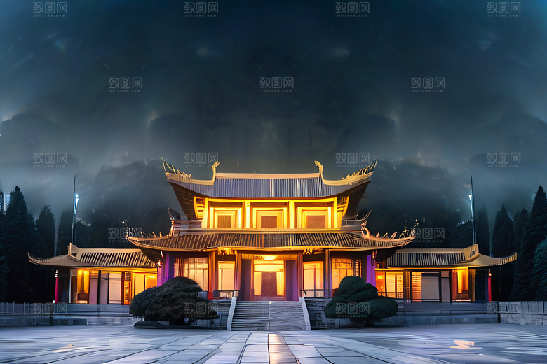 4K高清影像云雾缭绕的中国宫殿之美