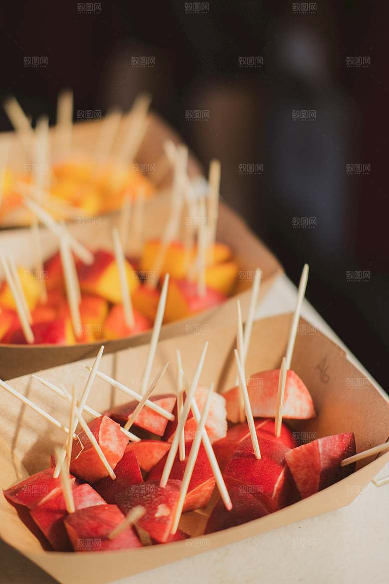 桃子美食摄影特写素材