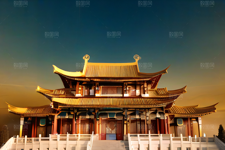 4K高清影像云雾缭绕的中国宫殿之美