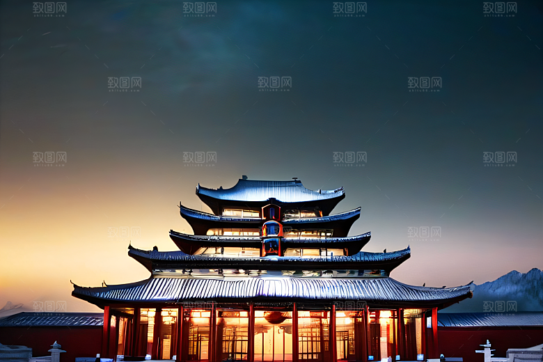 4K高清影像云雾缭绕的中国宫殿之美