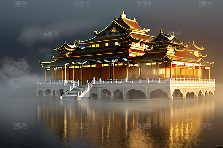 金玻璃水晶宫迷幻唯美超清4K高清画面