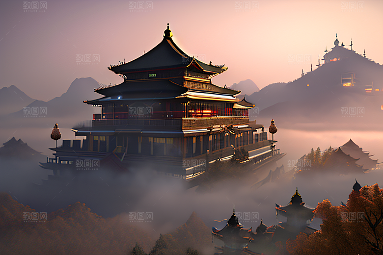 金玻璃水晶宫迷幻唯美超清4K高清画面