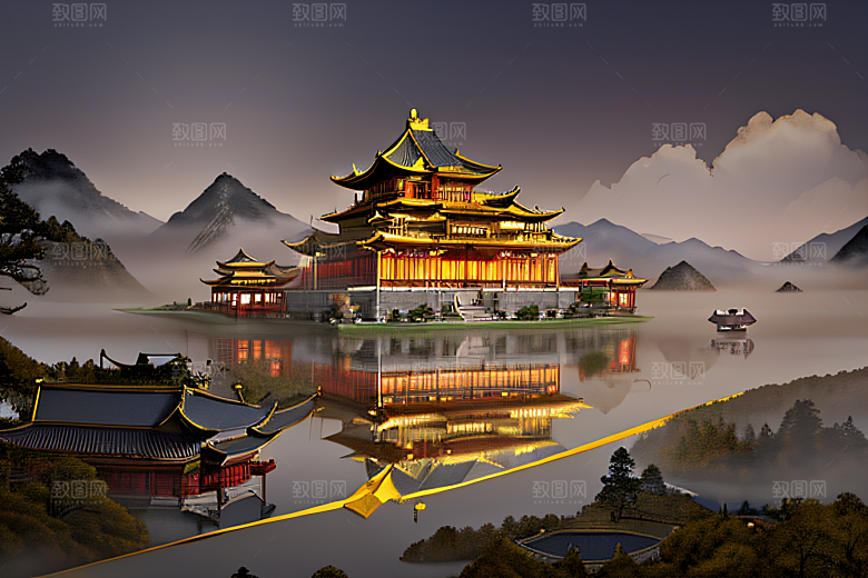 金玻璃水晶宫迷幻唯美超清4K高清画面